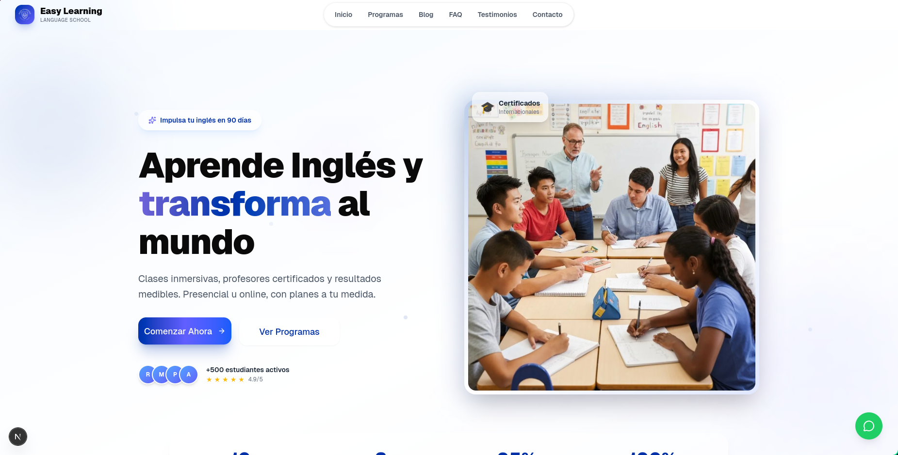 Plataforma web Landi Page para escuela de inglés